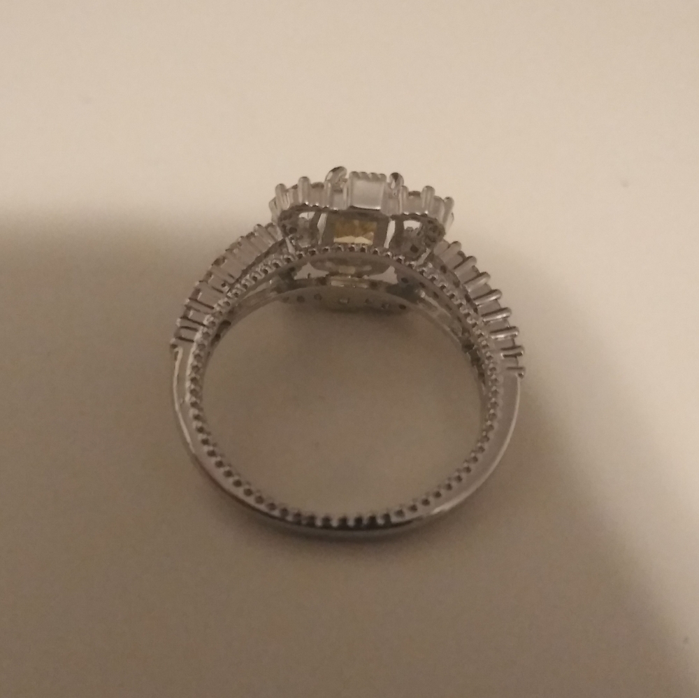 14k WG/Silver Victorian Citrine Topaz Fancy Ring 8 - Picture 13 of 13